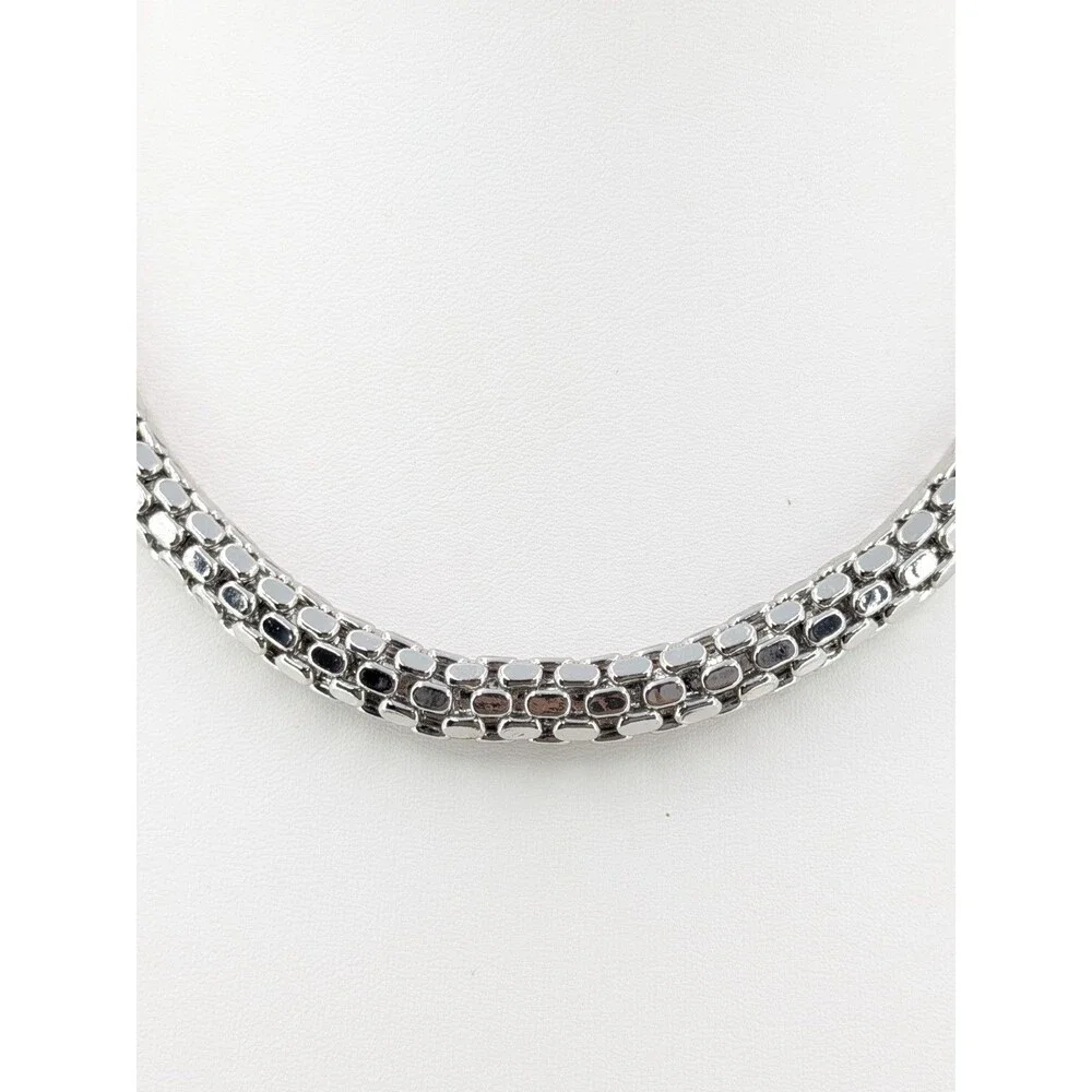Banana Republic Silver Tone Chunky Chain Rhinestone Collar Necklace 122g 9.0mm